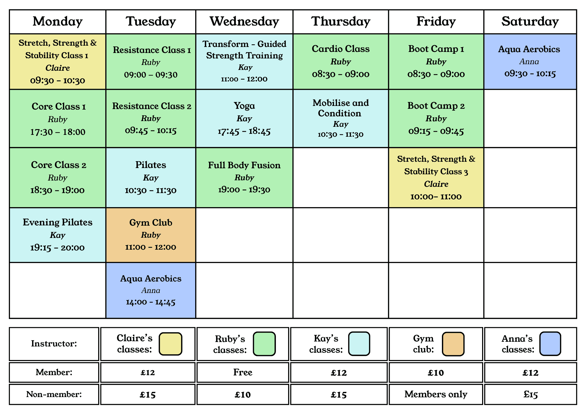 Class timetable