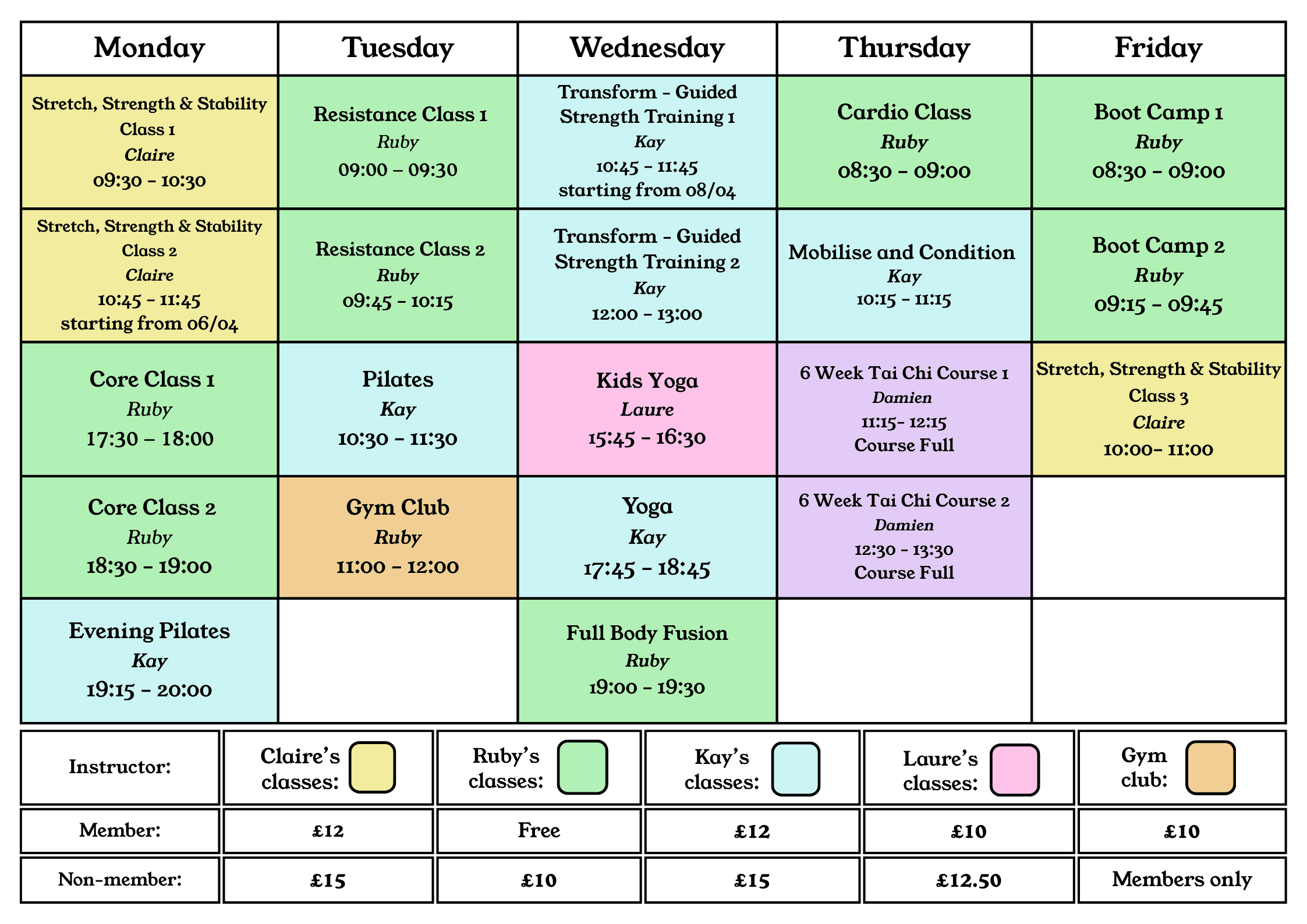 Class timetable