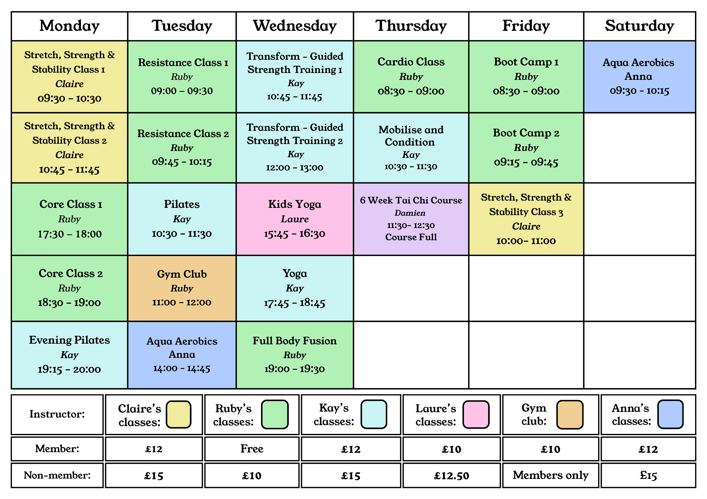 Class timetable