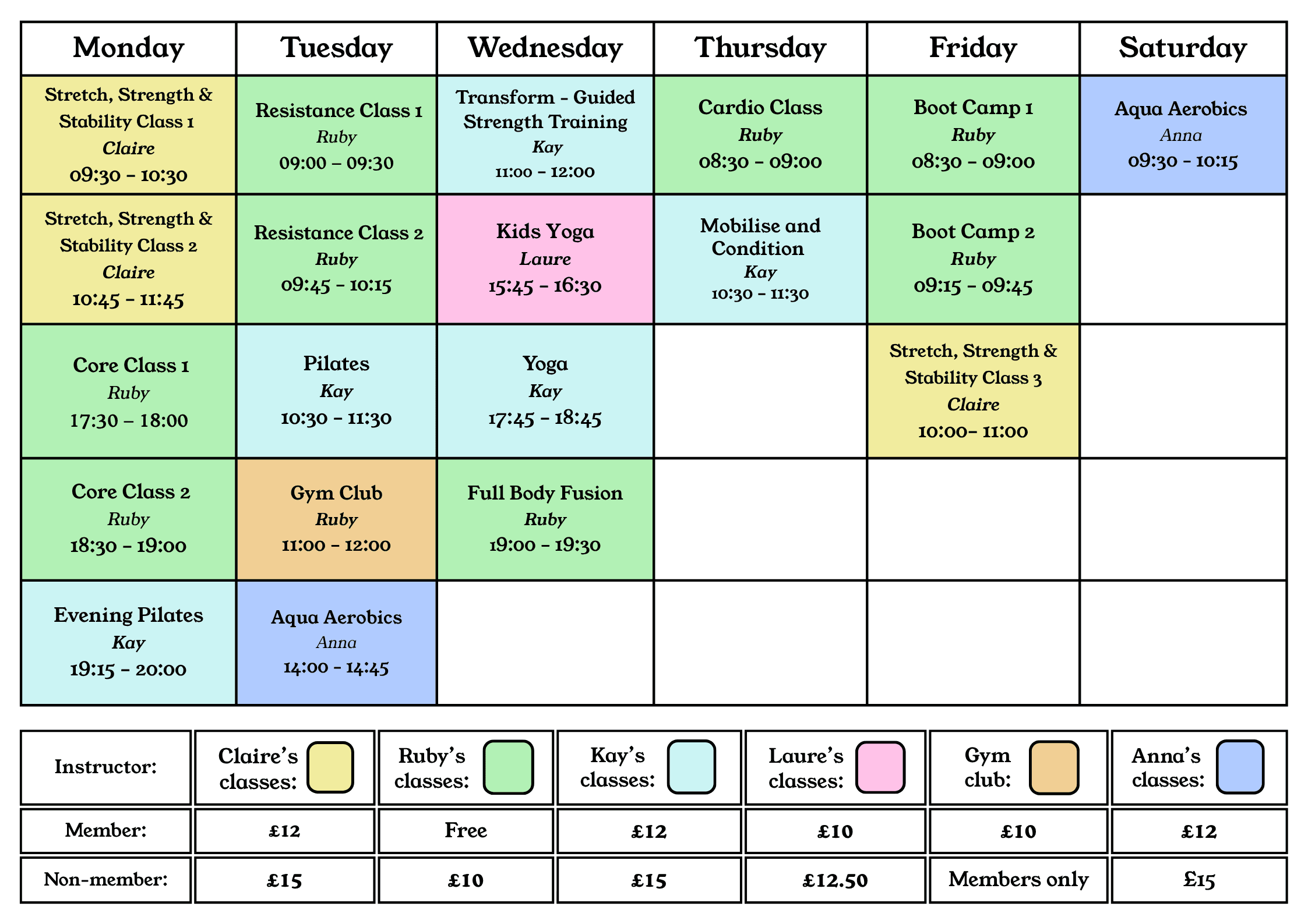Class timetable