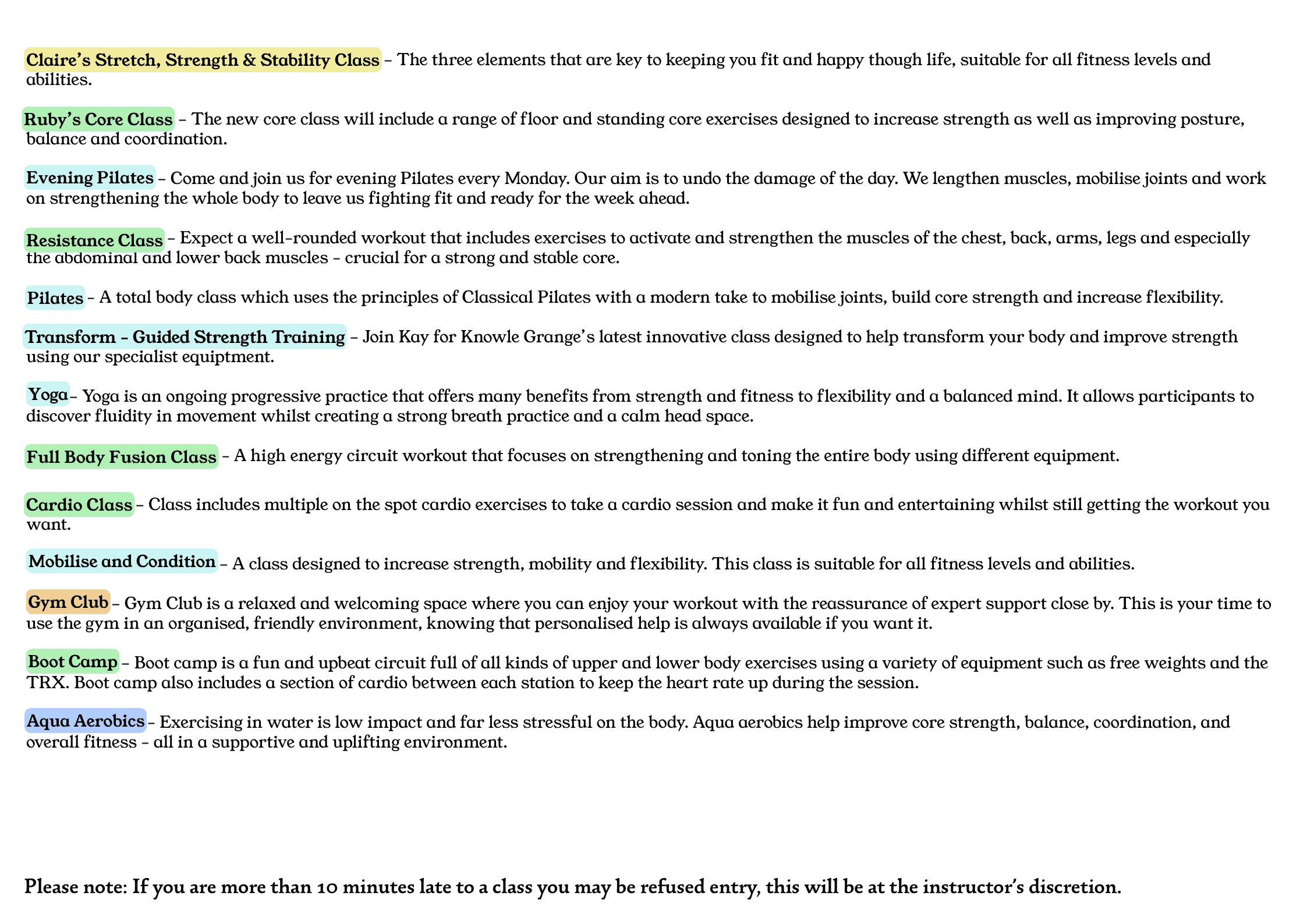 Class descriptions