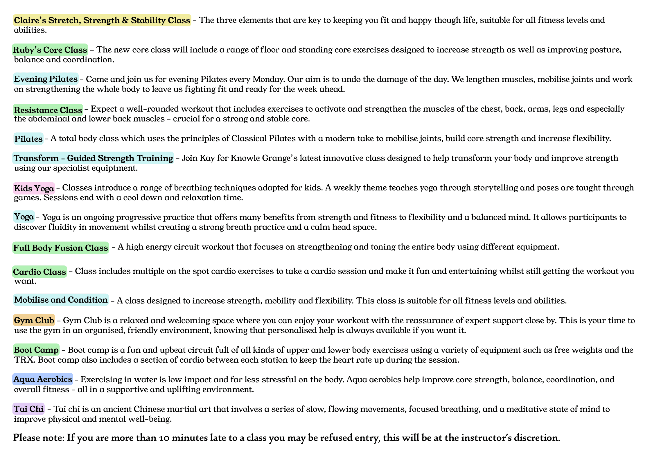 Class descriptions